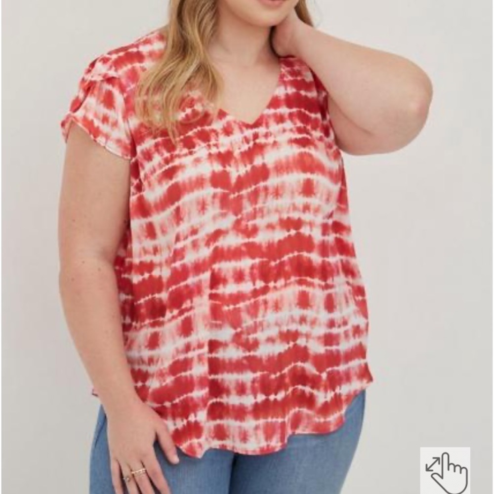 Torrid Georgette Tulip Sleeve Top Size 5 - Picture 7 of 11